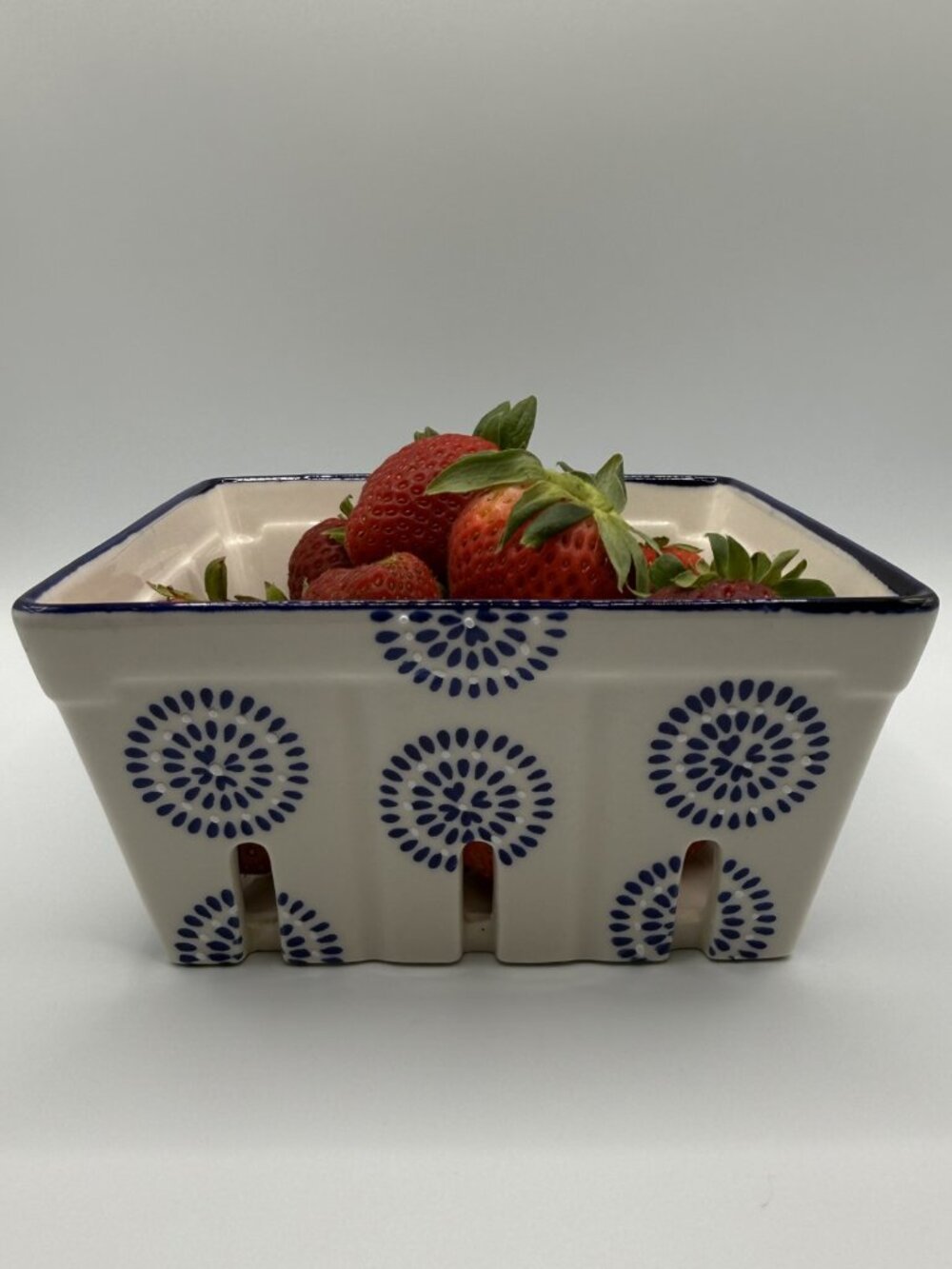 American Atelier 'Blanc Blue' Ceramic Berry Basket
